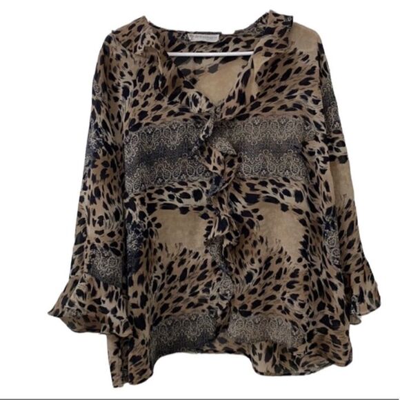 Dress barn Animal Print Sheer Top(Size 3X) - Picture 1 of 5